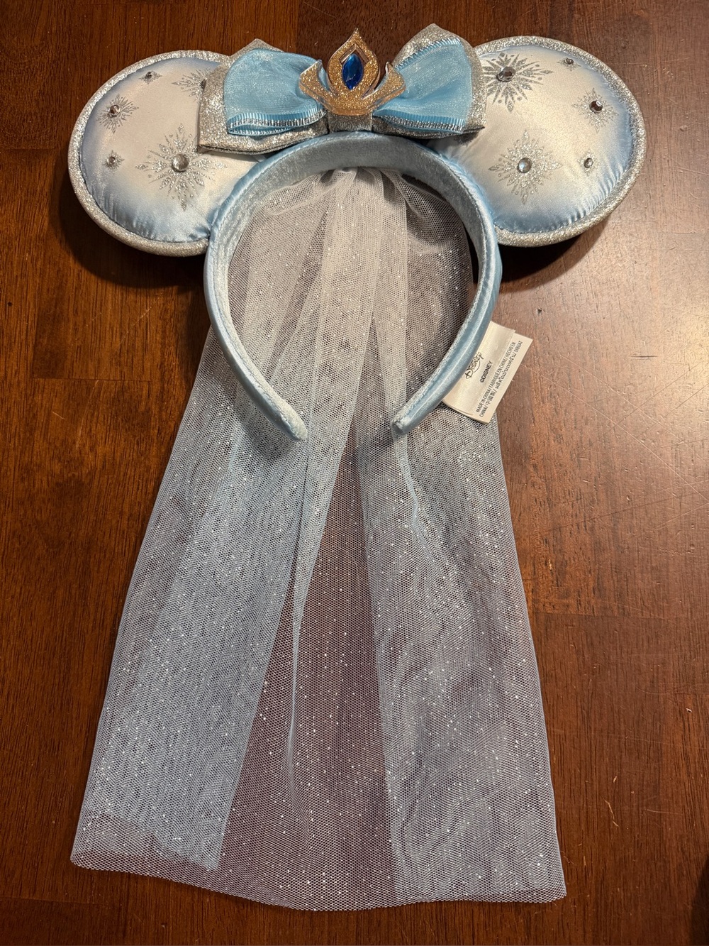 Disney Frozen Elsa Princess Sparkle Blue Princess Ears Headband with Veil